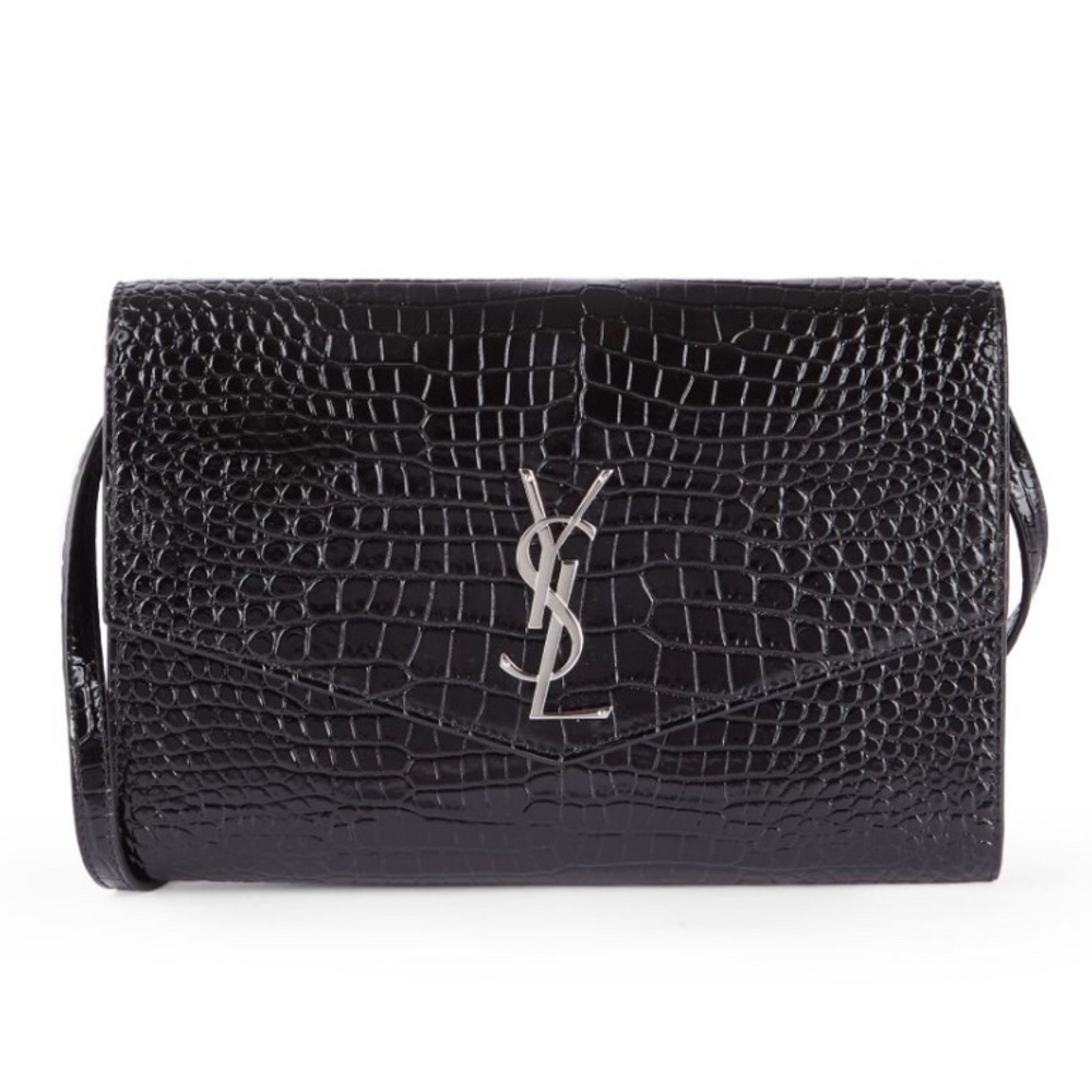 🔴SOLDDDD🔴 YSL Cassandra CrocEmbossed Leather Wallet-On-Strap